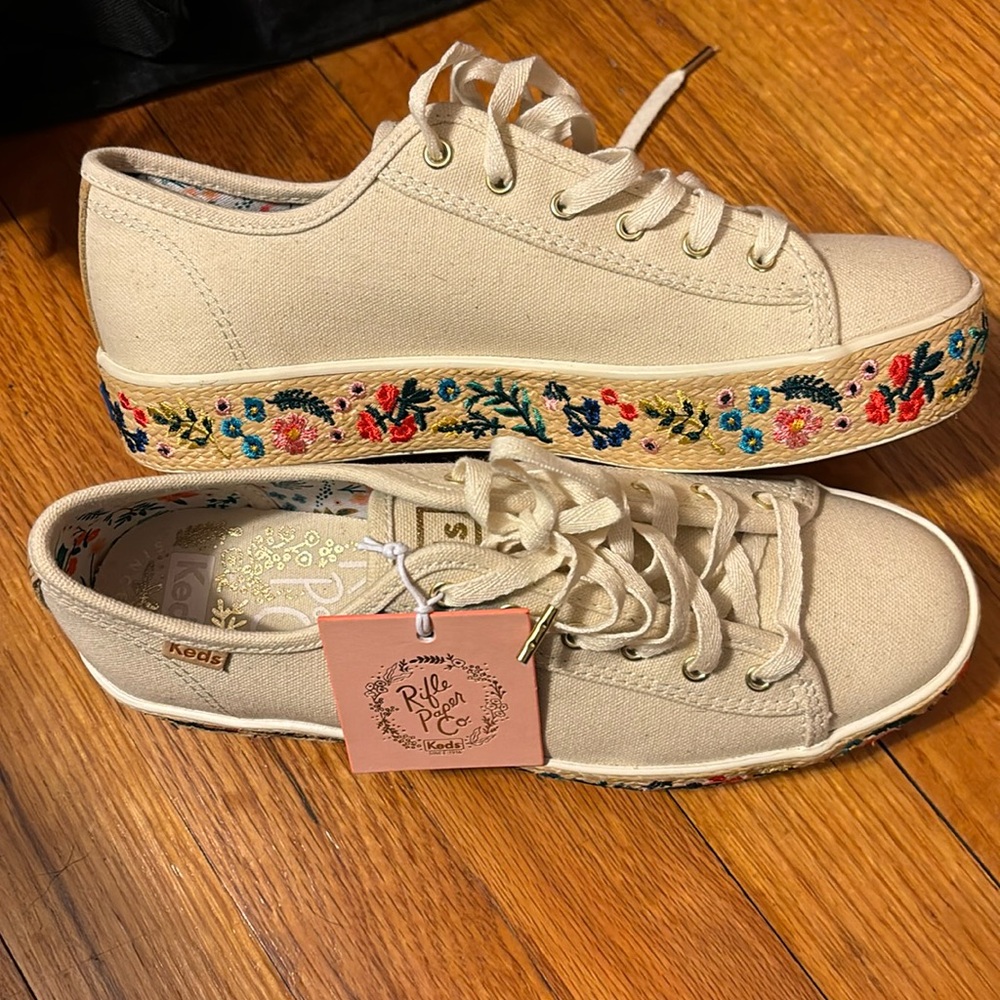 Keds x rifle paper co cream flowers size 6